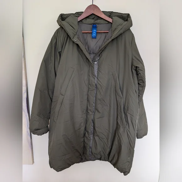 Kit + Ace Olive Green Hooded Puffer Coat M/L - Picture 2 of 7